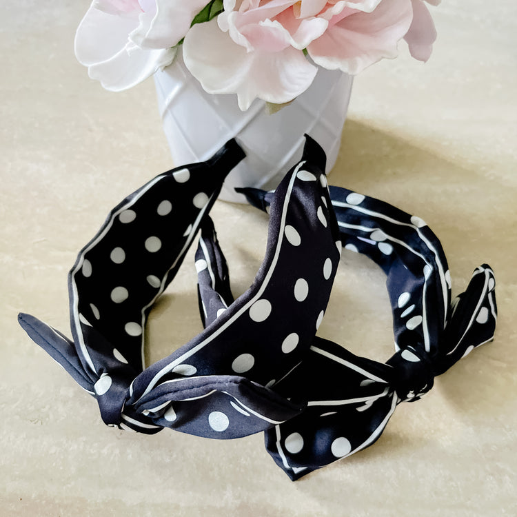 Retro Black & White Polka Dot Headband