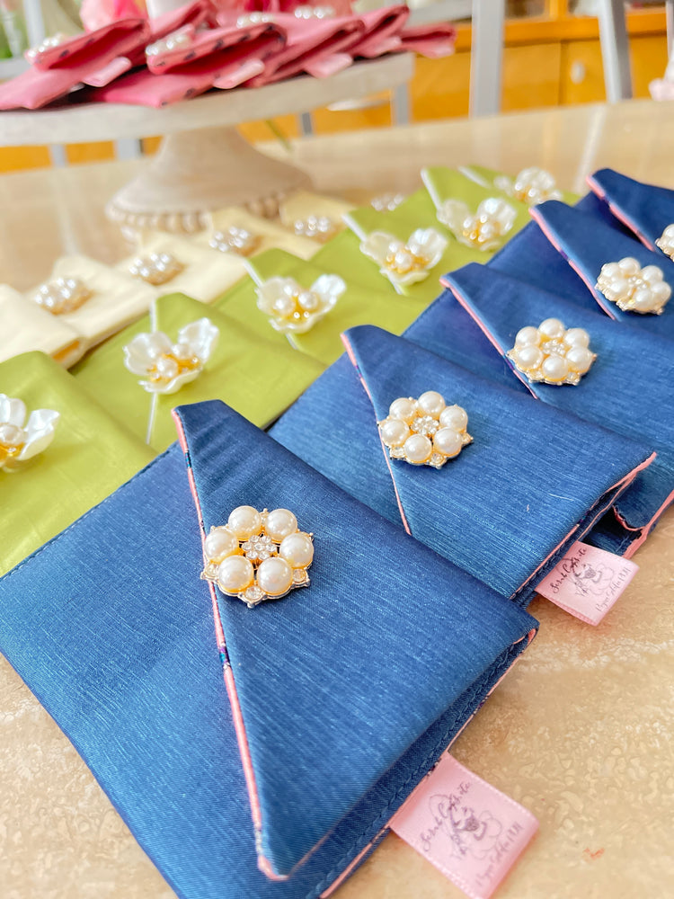 Blue Silk Elegant Silk Executive Business Card Holder Clutch
