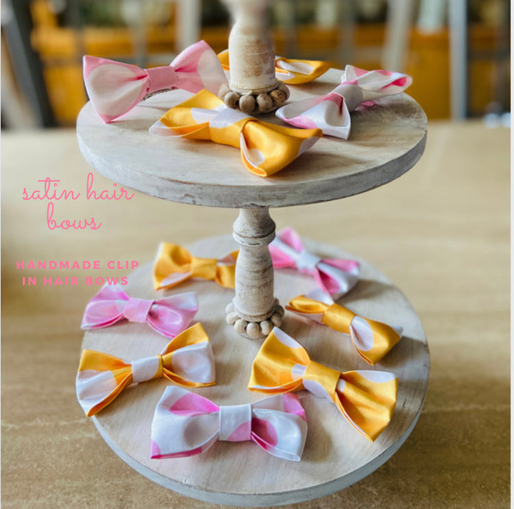 Elegant handmade quality made satin bows with alligator clips
