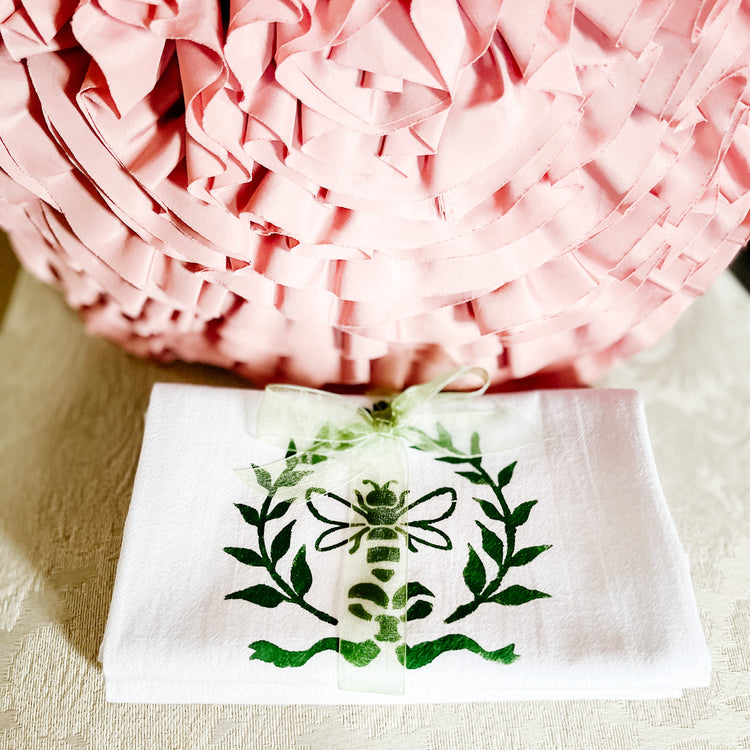 Hand Stenciled French Themed 100% Cotton Towels