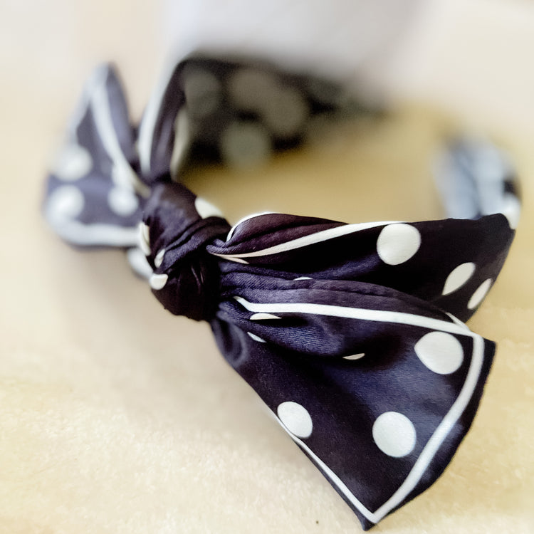 Retro Black & White Polka Dot Headband
