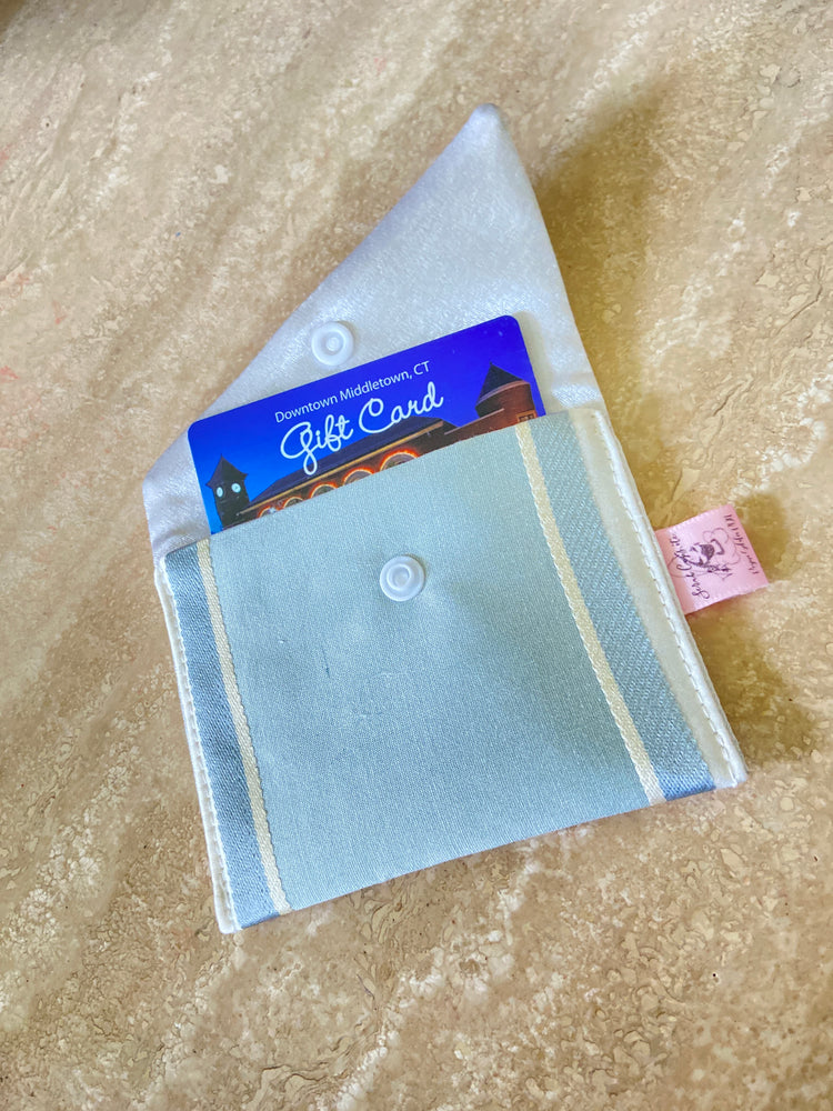 Coastal Grandmother Blue Elegant Silk Executive Business Card Holder Clutch