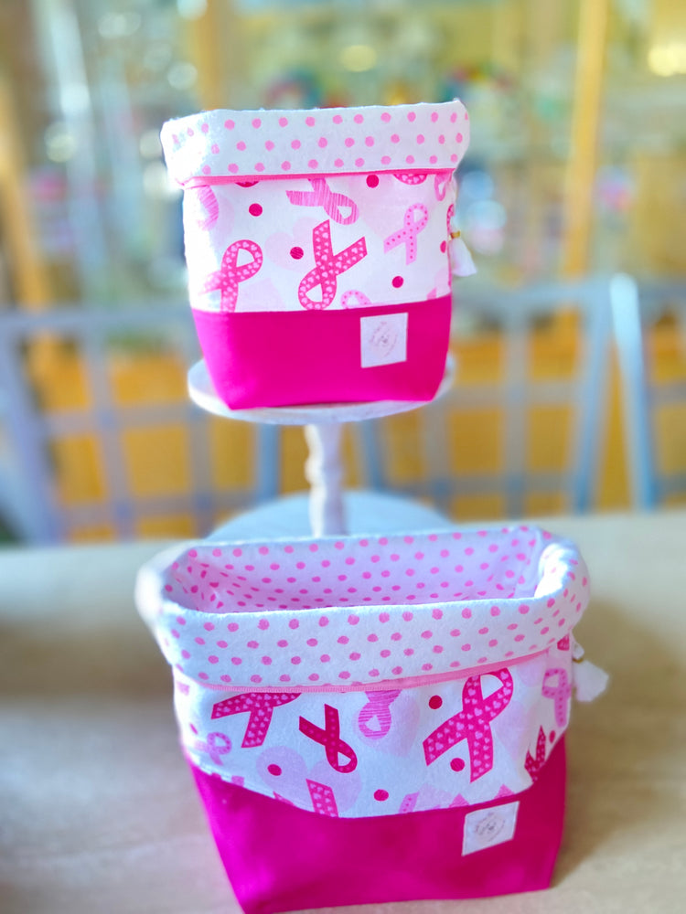 pink ribbon, breast cancer awareness Fundraiser – Knitting/Crocheting Project bag, yarn bowl-small or large