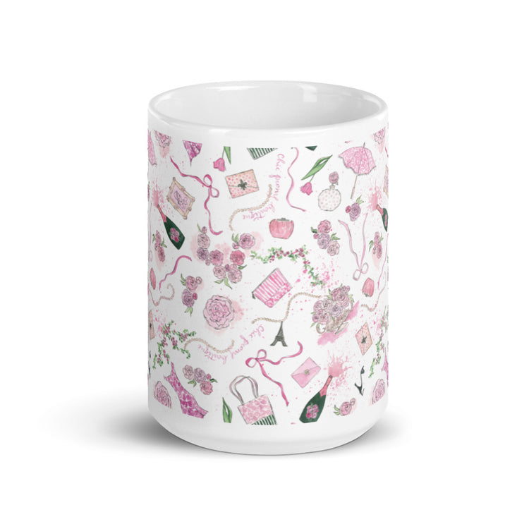Chic Peony Exclusive White Glossy Mug