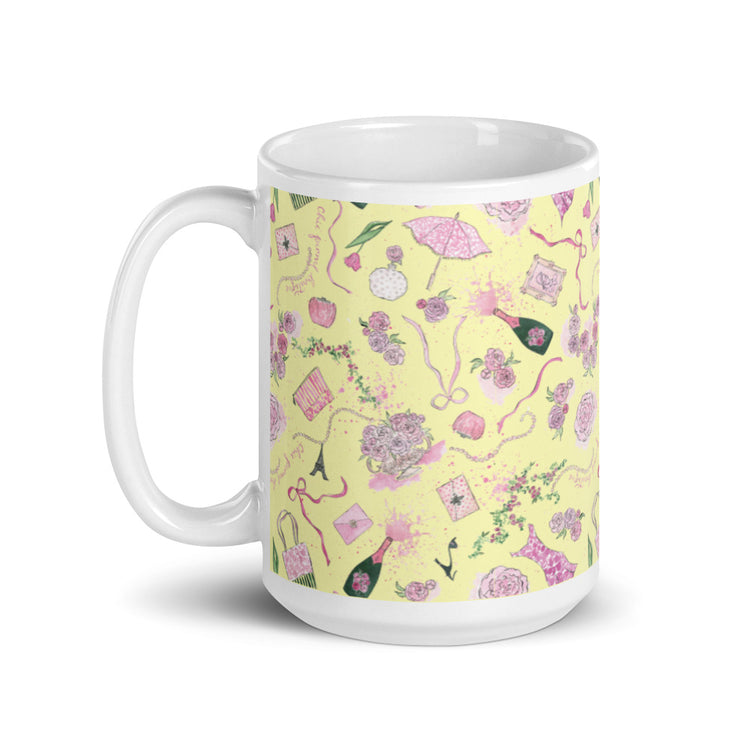Chic Peony Exclusive Yellow Glossy Mug