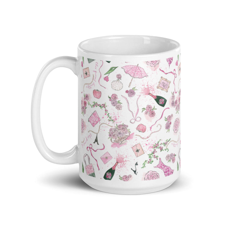 Chic Peony Exclusive White Glossy Mug