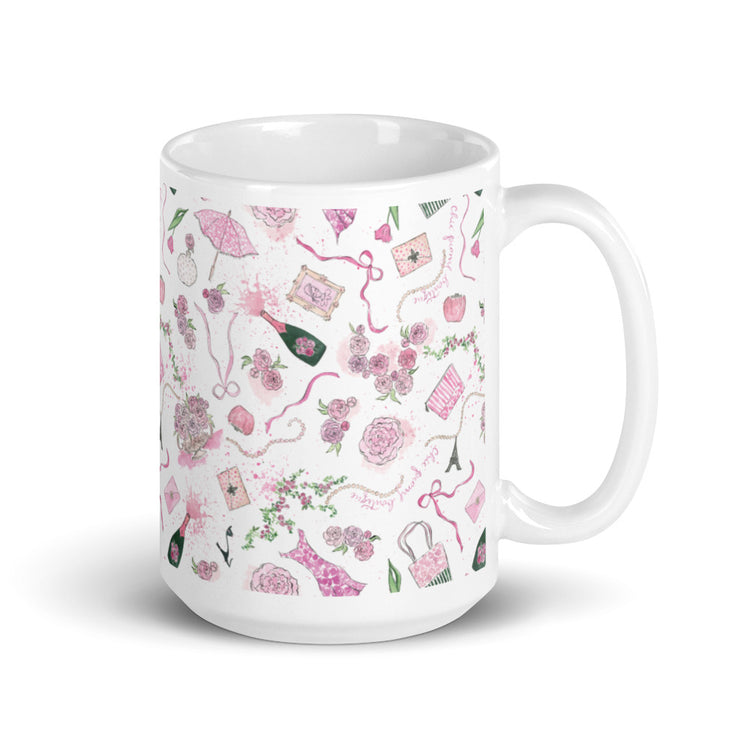 Chic Peony Exclusive White Glossy Mug