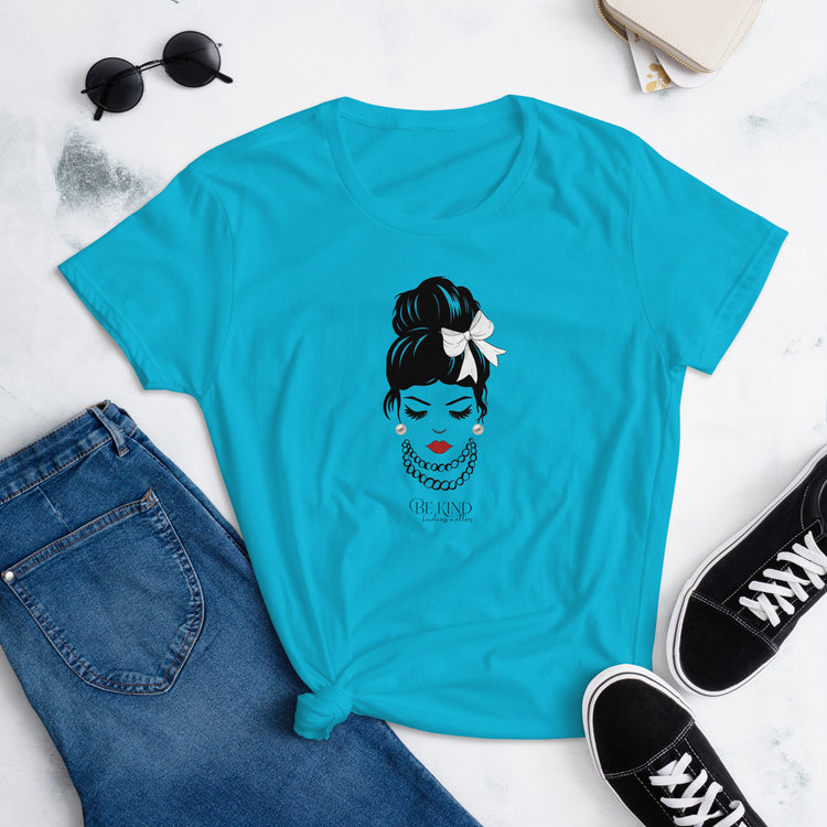 Be Kind Women's Semi Fitted T-Shirt with White Bow