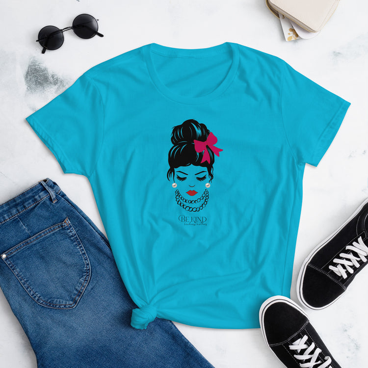 Be Kind Women's Semi-Fitted T-Shirt with Pink Bow