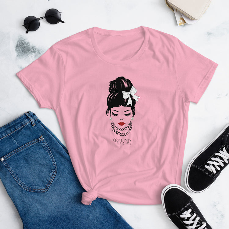 Be Kind Women's Semi Fitted T-Shirt with White Bow