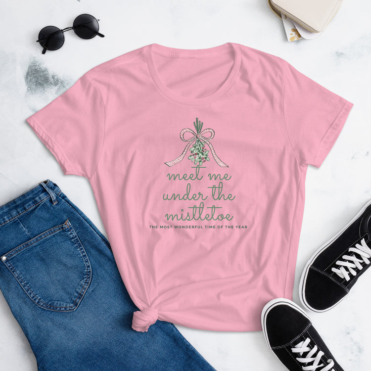 Meet Me Under the Mistletoe Women's Holiday Shirt