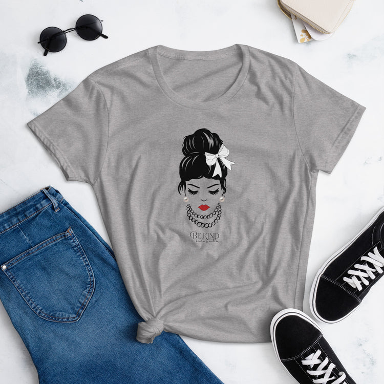 Be Kind Women's Semi Fitted T-Shirt with White Bow
