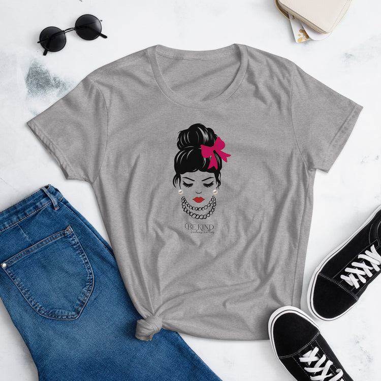 Be Kind Women's Semi-Fitted T-Shirt with Pink Bow