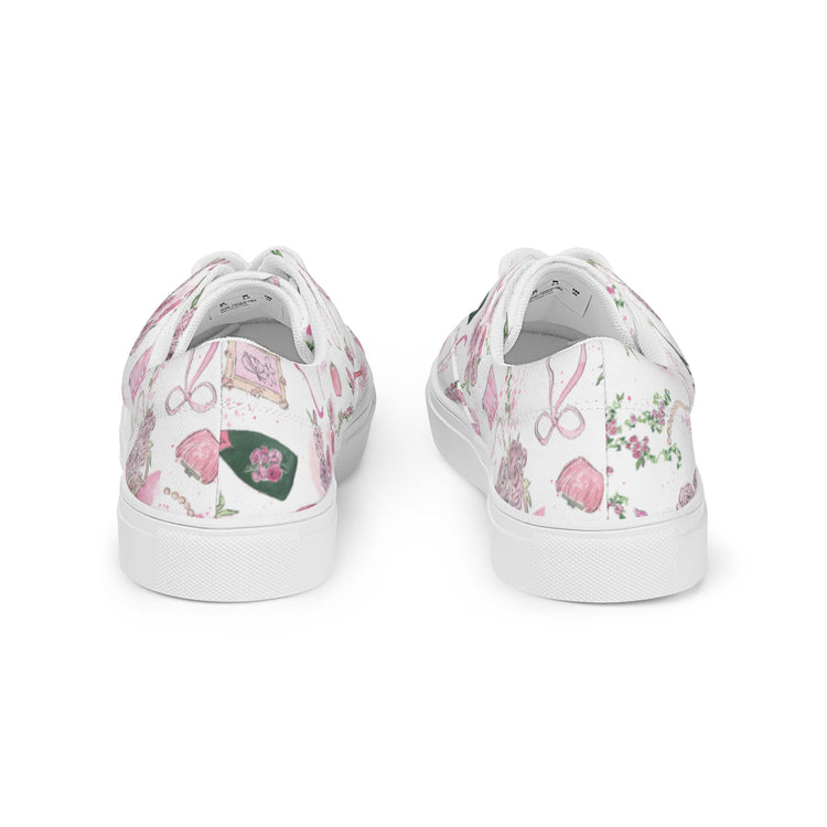 Chic Peony lace-up canvas shoes