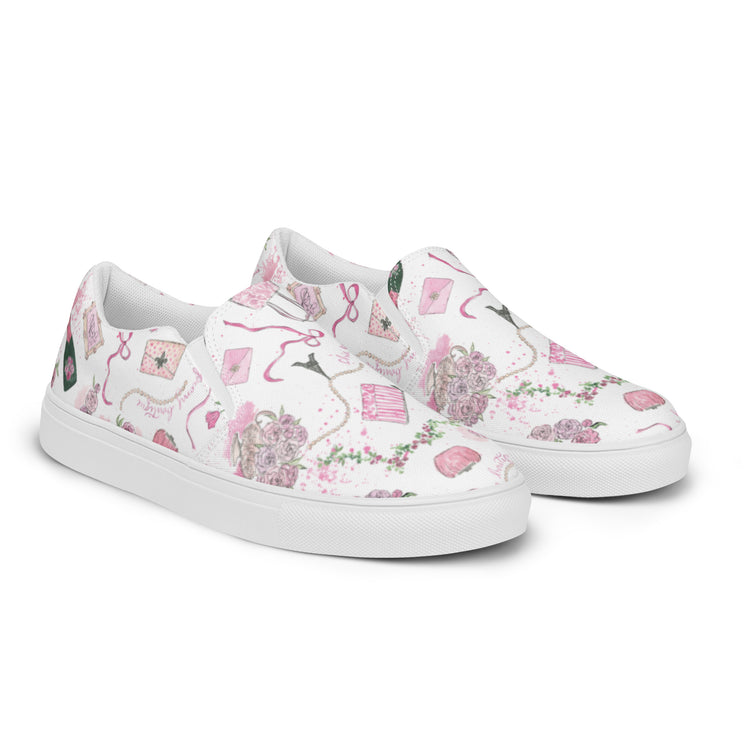Chic Peony Slip-On Canvas Shoes