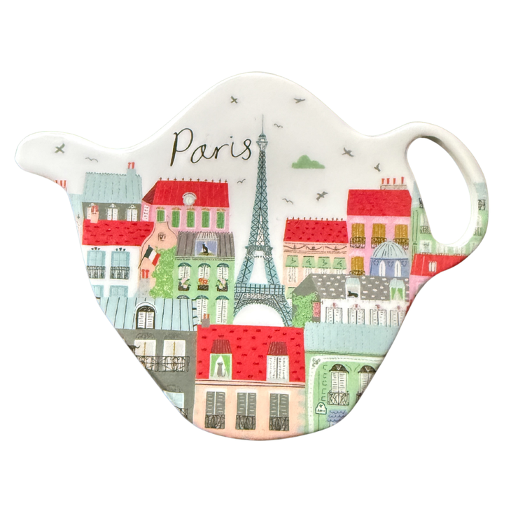 French Teapot Melamine Tray | Tea Bag Holder | Paris-Inspired Ring Dish | Small Decorative Catchall