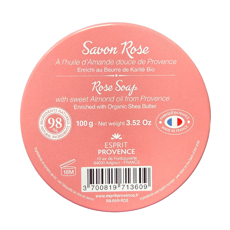 Savon Rose Soap in Collectible Tin – French Rose Soap with Sweet Almond Oil & Organic Shea Butter (3.52 oz)