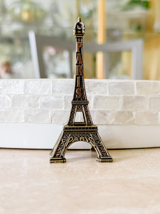 Paris Eiffel Tower Decor – 4” Bronze Miniature Statue | French Souvenir Home Accent