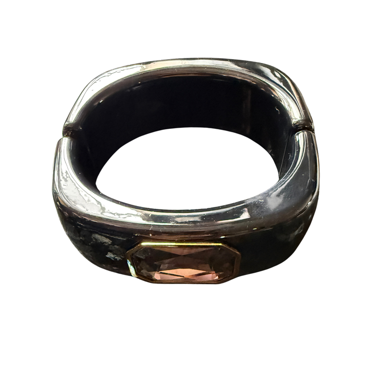 Parisian Retro Chunky Resin Hinge Bracelets with Gemstone