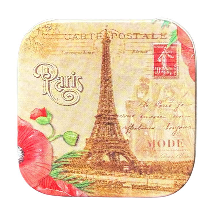 Savon Coquelicot (Poppy) Soap in Collectible Tin – Olive Oil French Soap from Provence – Travel Size Paris Gift (0.88 oz)