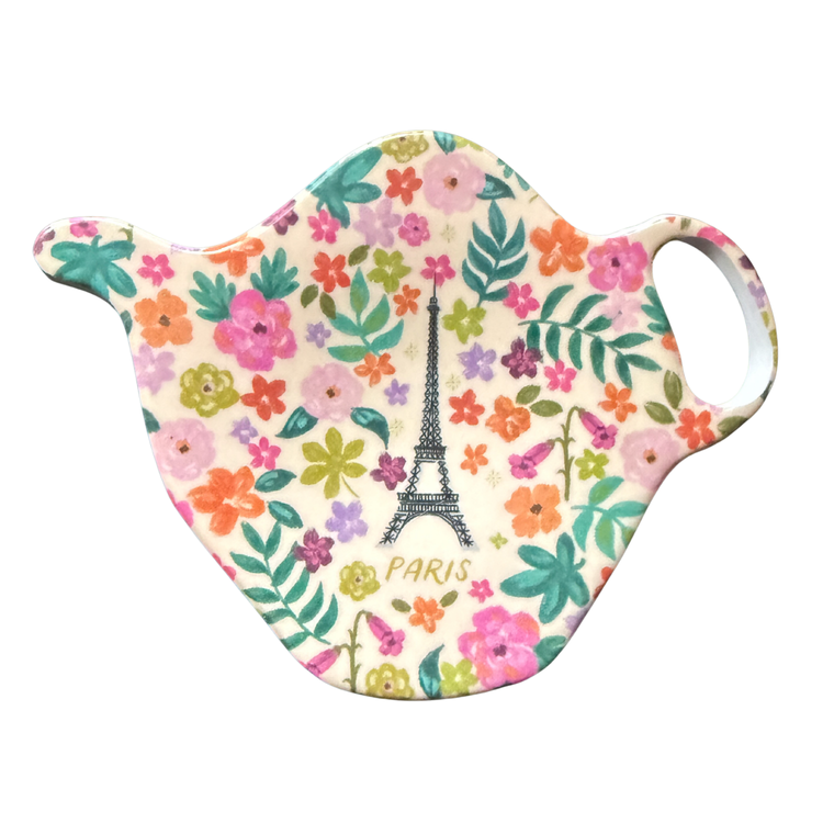 French Teapot Melamine Tray | Tea Bag Holder | Paris-Inspired Ring Dish | Small Decorative Catchall