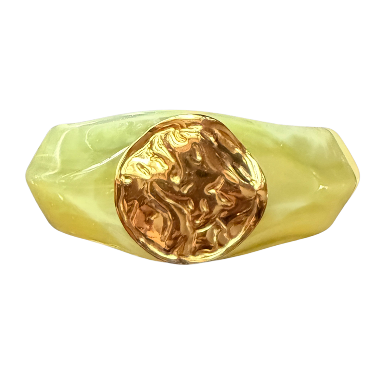 Parisian Chunky Resin Bracelets in Ivory and Translucent Emerald – Hinge & Stretch Statement Bangles