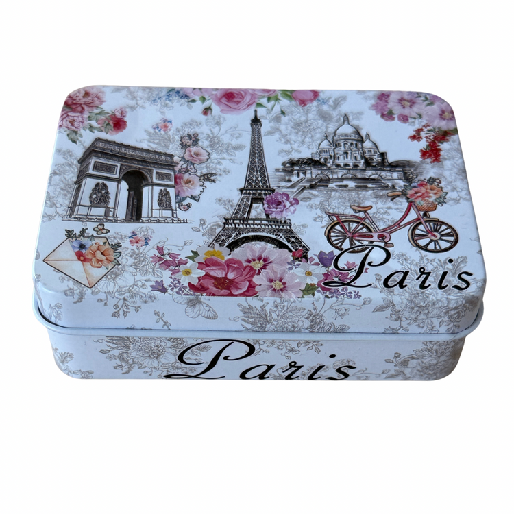 Savon Lavande de Marseille Soap with Olive Oil & Shea Butter in Floral Tin 3.52 oz