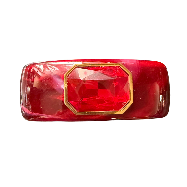 Parisian Retro Chunky Resin Hinge Bracelets with Gemstone