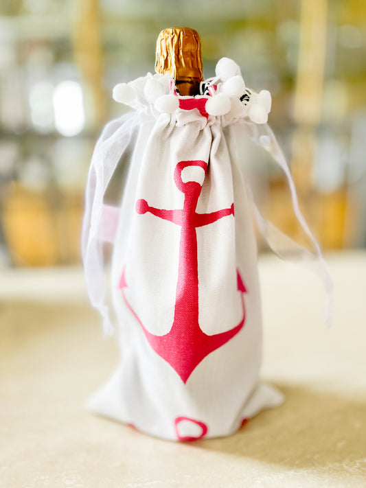 Wine or Champagne Bag in Nautical Print