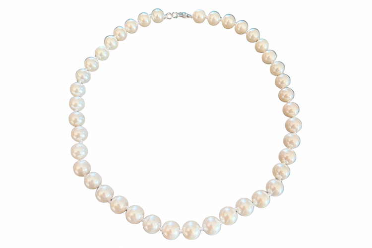 Parisian Hand-Knotted 9mm Faux Pearl Necklace – 18.5” | Limited Paris Find
