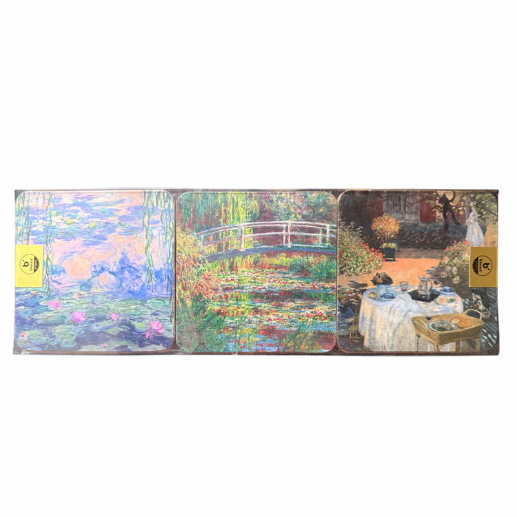Monet Inspired Cork Coaster Set (Set of 6) | French Impressionist Art Coasters | Floral & Garden Tabletop Decor