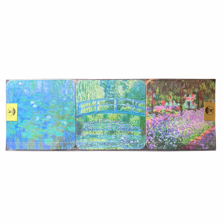 Monet Inspired Cork Coaster Set (Set of 6) | French Impressionist Art Coasters | Floral & Garden Tabletop Decor