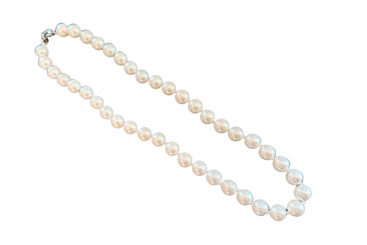 Parisian Hand-Knotted 9mm Faux Pearl Necklace – 18.5” | Limited Paris Find
