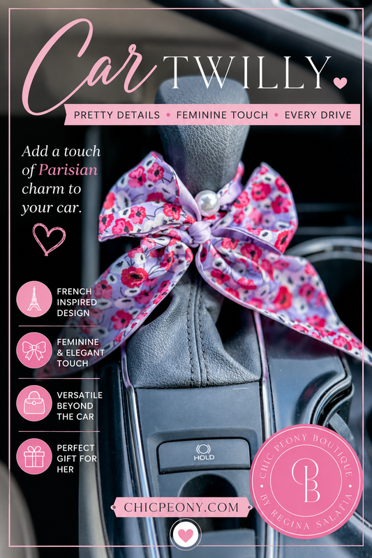 Feminine Car Twilly | French-Inspired Gear Shift Bow