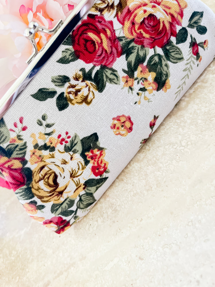 Vintage Floral Kiss Lock Wallet Size Bags