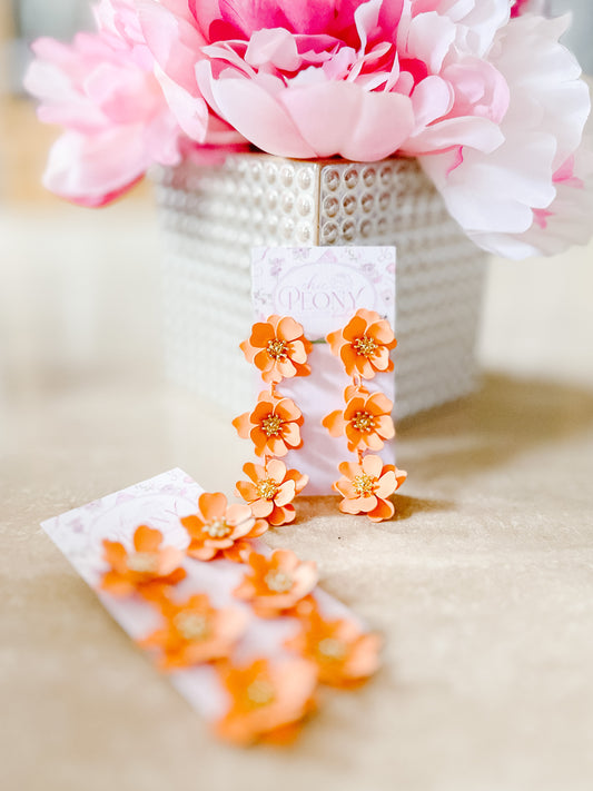 Apricot Peony Drop Earrings