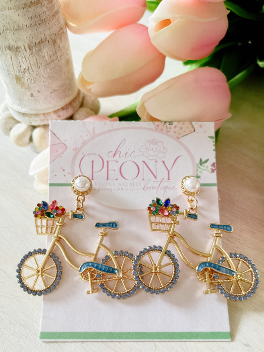 Island Blue Bicycle Earrings