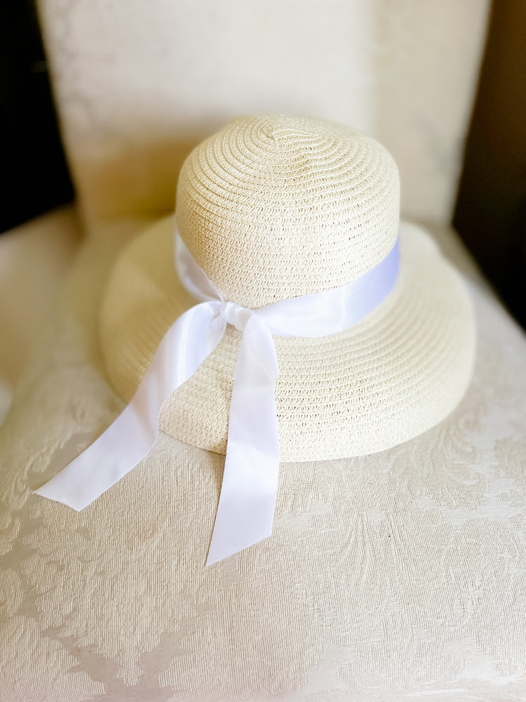 Cream Vintage Dome Hat with White or Black Ribbon