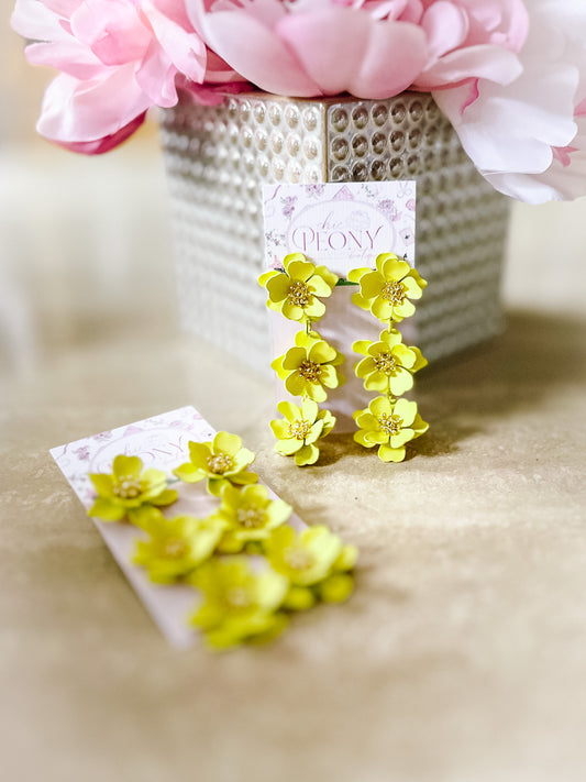 Golden Peony Drop Earrings