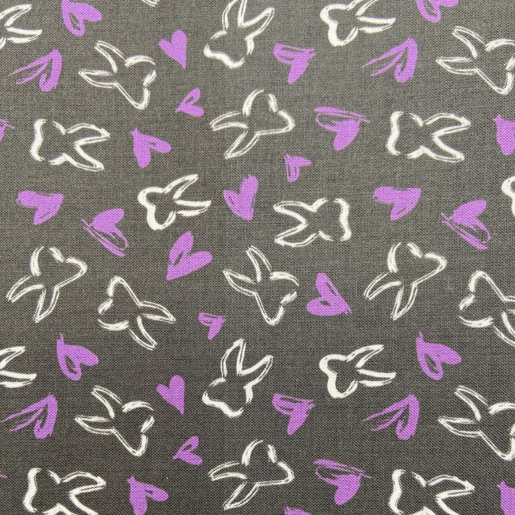 Black, purple and white tooth fabric print