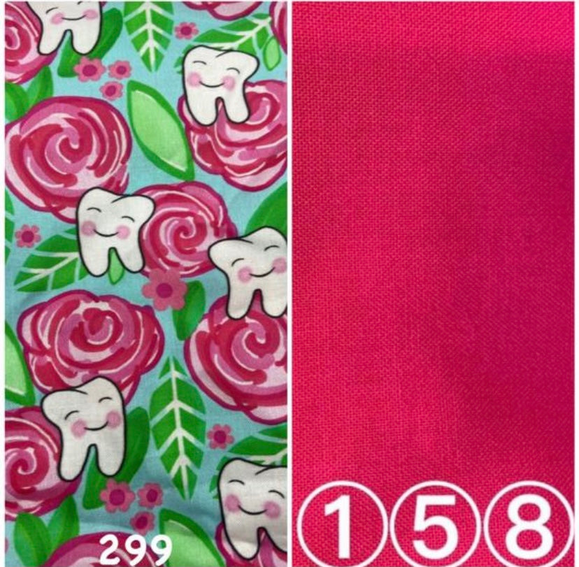 Pink and Aqua tooth fabric with pink band 