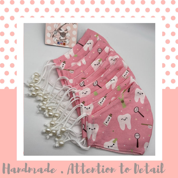 Light pink and white tooth fabric print