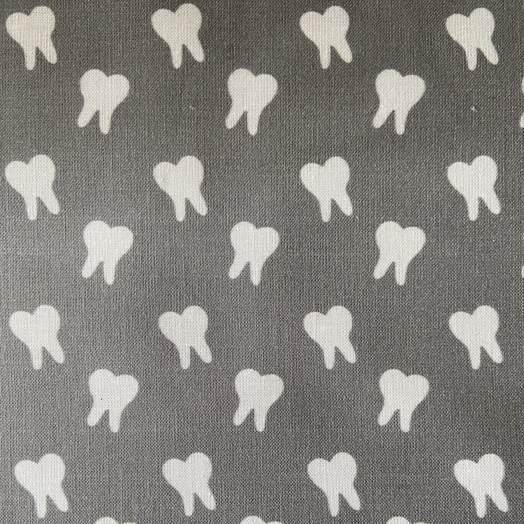 Gray and white teeth fabric print