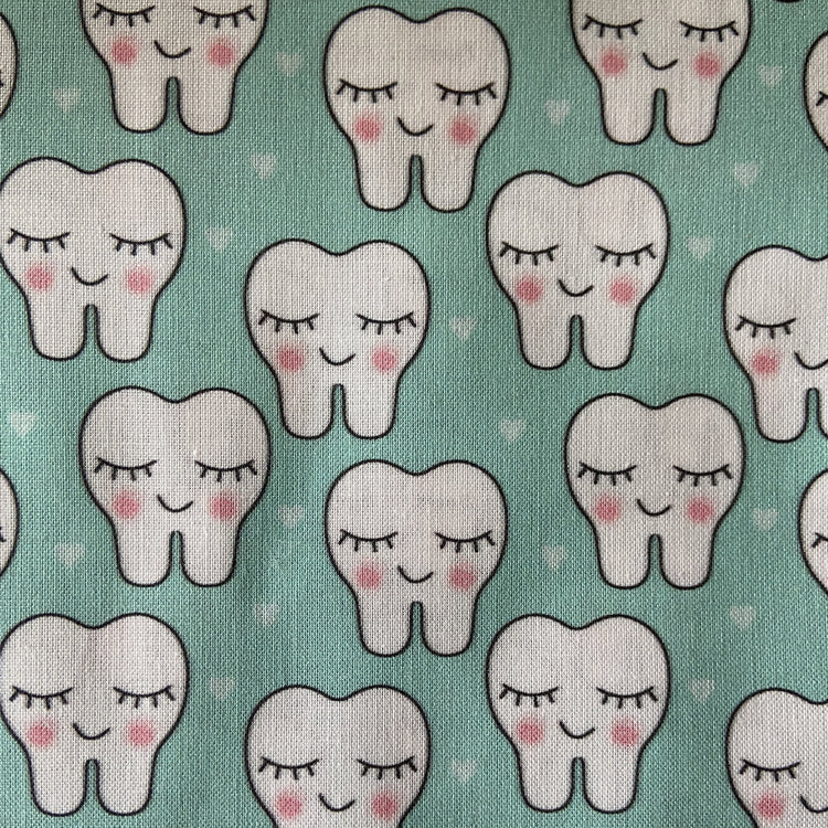 Aqua and white tooth fabric print