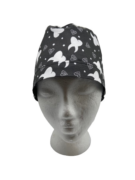 Charcoal tooth print scrub cap