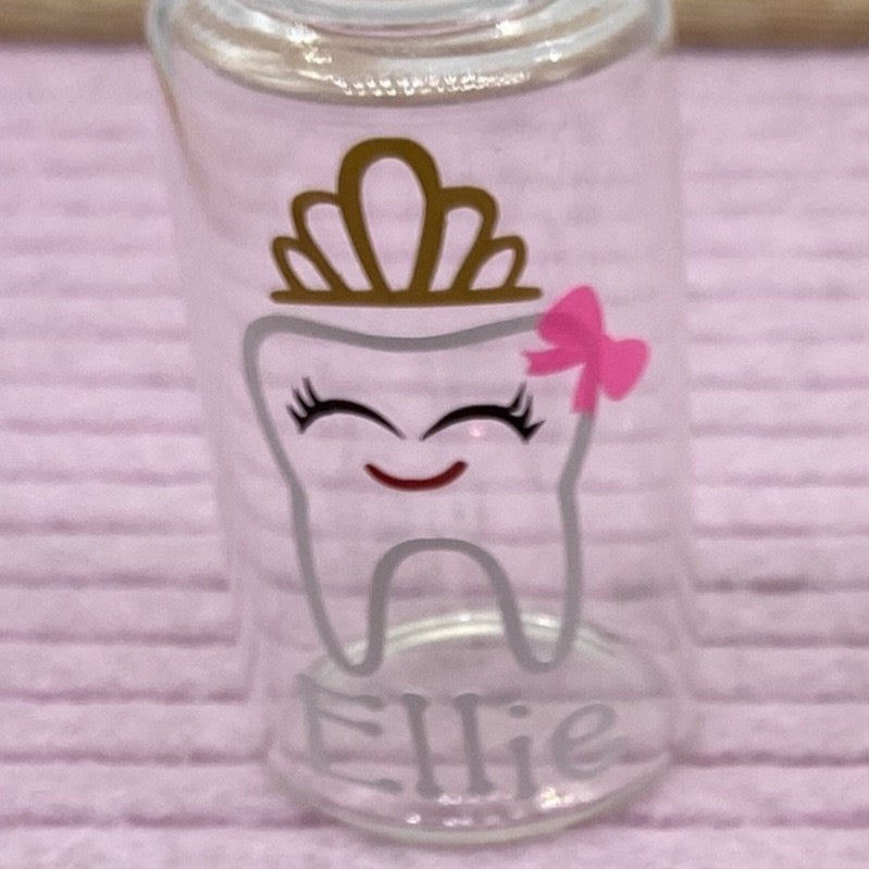 Tooth fairy jar with pink bow