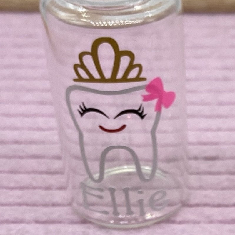 Tooth fairy jar with pink bow