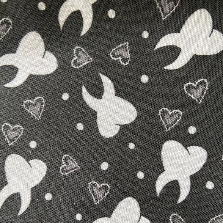 Charcoal and white tooth fabric print