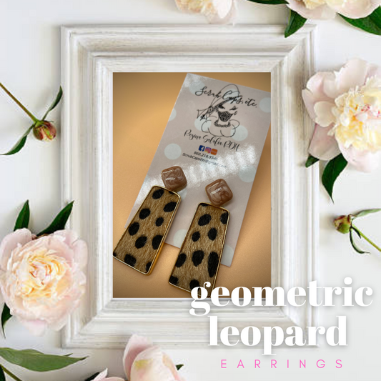 Geometric leopard print earrings