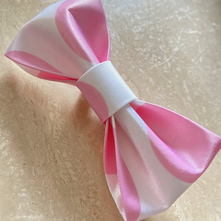 Pink and white polka dot hair bow with alligator clip